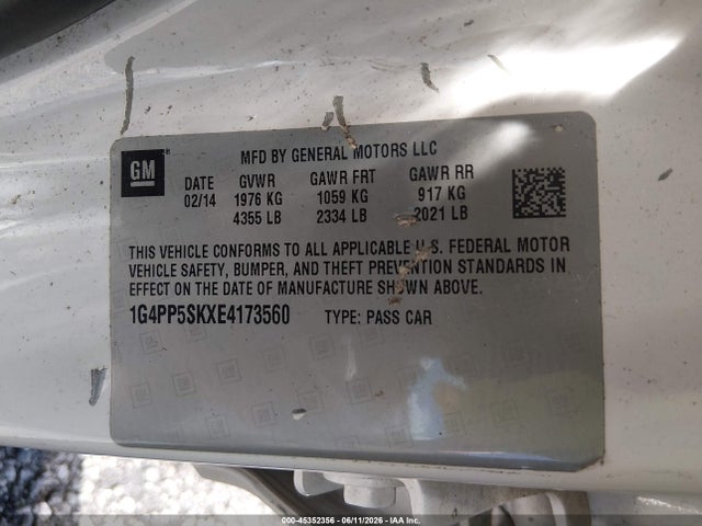 Продажа на аукционе авто 2014 Buick Verano, vin: 1G4PP5SKXE4173560, номер лота: 45352356