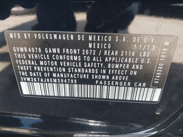 3VW2K7AJ6EM394799 Volkswagen Jetta 2.0l S