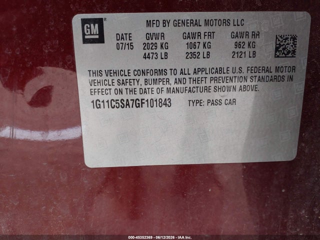 1G11C5SA7GF101843 Chevrolet Malibu Limited Lt
