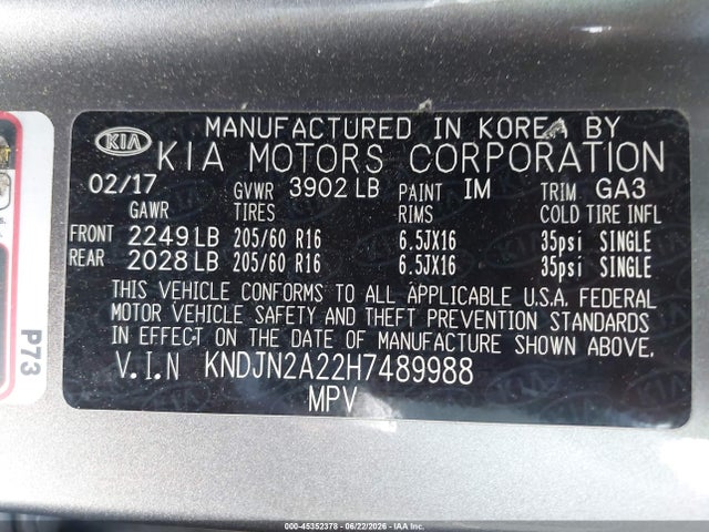 KIA Soul 2017 KNDJN2A22H7489988 Image 9