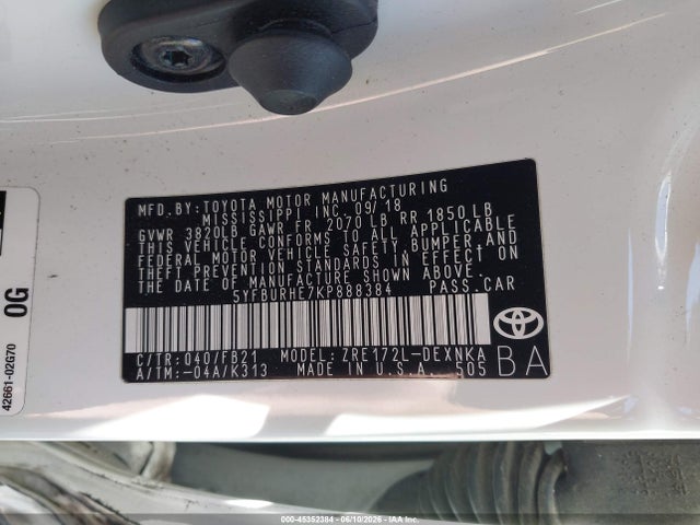 Toyota COROLLA LE 2019 5YFBURHE7KP888384 Image 9