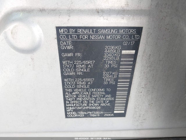 Nissan ROGUE S 2017 KNMAT2MT2HP558026 Image 9