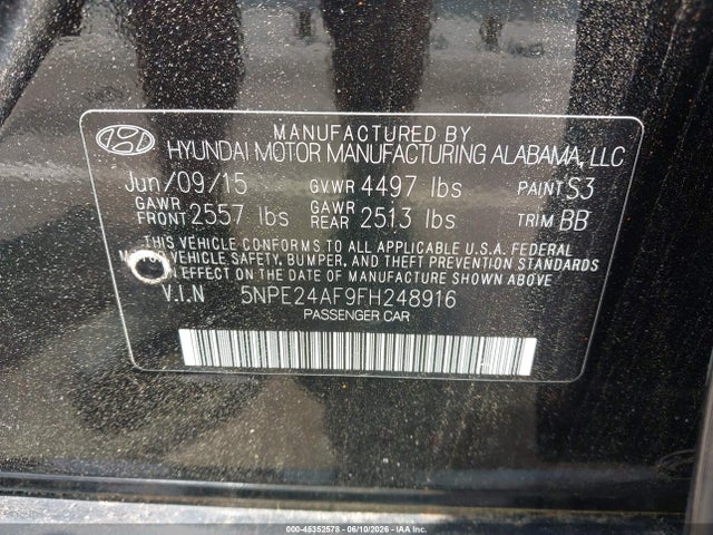 Продаж на аукціоні авто 2015 Hyundai Sonata Se, vin: 5NPE24AF9FH248916, номер лоту: 45352578