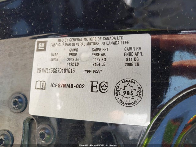 Aukcja sprzedaży 2007 Chevrolet Monte Carlo Ss, vin: 2G1WL15C879101015, numer aukcji: 45352584