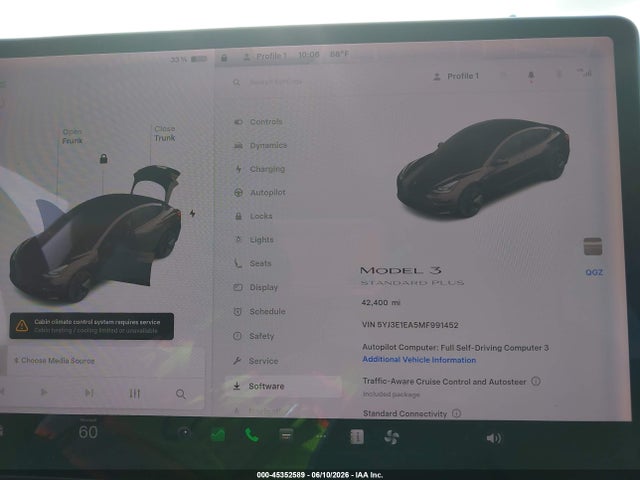 Aukcja sprzedaży 2021 Tesla Model 3 Standard Range Plus Rear-wheel Drive, vin: 5YJ3E1EA5MF991452, numer aukcji: 45352589