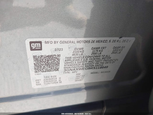 3GNAXWEG9RS118649 Chevrolet Equinox Awd Rs
