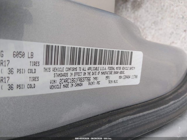 Продажа на аукционе авто 2015 Chrysler Town & Country Touring, vin: 2C4RC1BG1FR637766, номер лота: 45352826