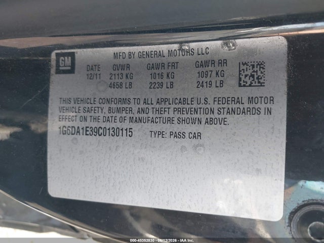 45352830 :رقم المزاد ، 1G6DA1E39C0130115 vin ، 2012 Cadillac Cts Standard مزاد بيع