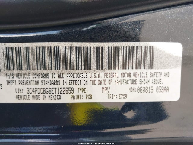 Продажа на аукционе авто 2014 Dodge Journey Sxt, vin: 3C4PDCBG6ET122659, номер лота: 45352871