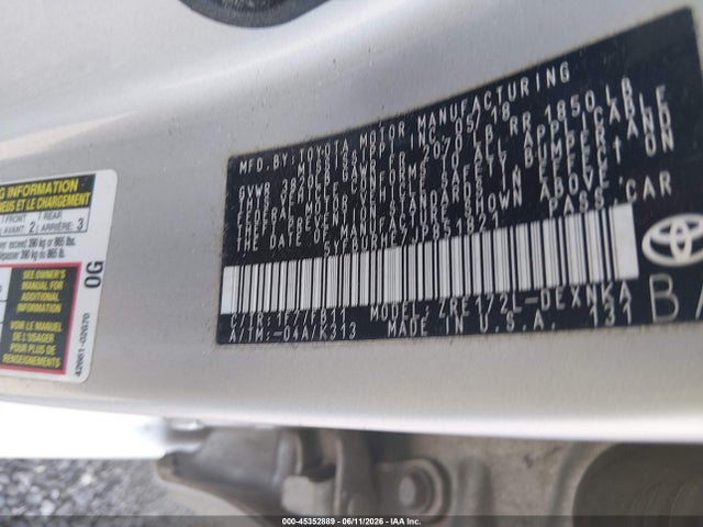 Aukcja sprzedaży 2018 Toyota Corolla Le, vin: 5YFBURHE7JP851821, numer aukcji: 45352889