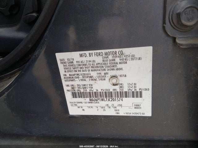 Ford Ecosport Titanium 2018 MAJ6P1WL7JC201574 Image 9