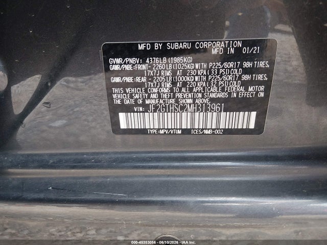 Продажа на аукционе авто 2021 Subaru Crosstrek Sport, vin: JF2GTHSC2MH313961, номер лота: 45353056