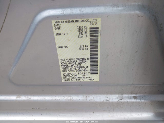 Aukcja sprzedaży 2015 Nissan Leaf S, vin: 1N4AZ0CP1FC302817, numer aukcji: 45353059