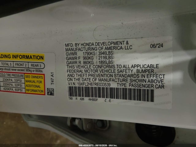 19XFL2H87RE033539 Honda Civic Sport