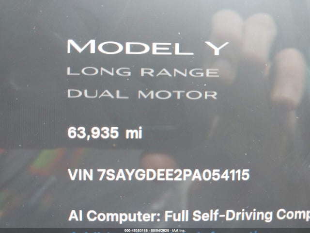 45353166 :رقم المزاد ، 7SAYGDEE2PA054115 vin ، 2023 Tesla Model Y Awd/long Range Dual Motor All-wheel Drive مزاد بيع