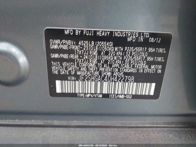 Aukcja sprzedaży 2013 Subaru Forester 2.5xt Premium, vin: JF2SHGAC4DH422798, numer aukcji: 45353169