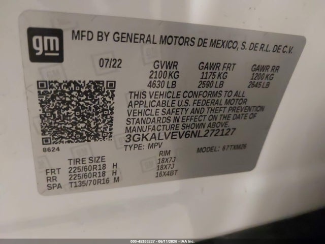 2022 Gmc Terrain Awd Slt მანქანა იყიდება აუქციონზე, vin: 3GKALVEV6NL272127, აუქციონის ნომერი: 45353227