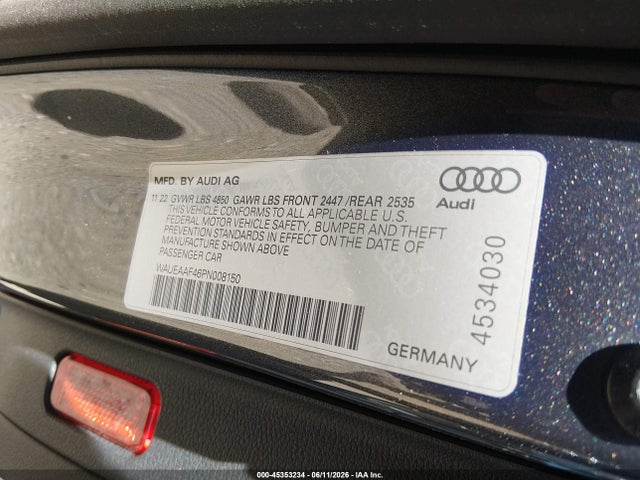 Продажа на аукционе авто 2023 Audi A4 Premium Plus 45 Tfsi S Line Quattro S Tronic, vin: WAUEAAF46PN008150, номер лота: 45353234