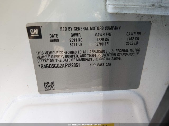 Aukcja sprzedaży 2010 Buick Lacrosse Cxl, vin: 1G4GD5GG2AF132061, numer aukcji: 45353346