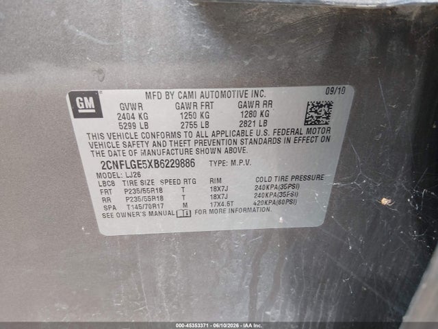 Продажа на аукционе авто 2011 Chevrolet Equinox Ltz, vin: 2CNFLGE5XB6229886, номер лота: 45353371