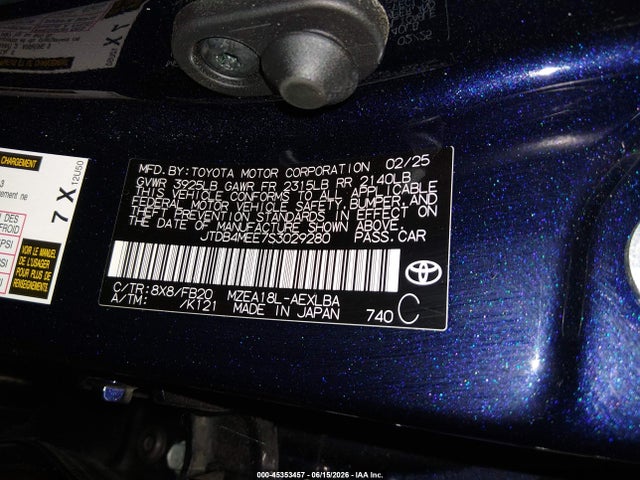 Toyota COROLLA LE 2025 JTDB4MEE7S3029280 Image 9