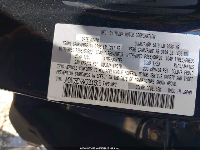 JM3TCBDY8K0300315 Mazda Cx-9 Grand Touring