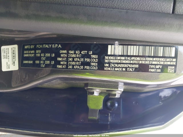 ZACNJABB0KPK64806 Jeep Renegade Latitude Fwd