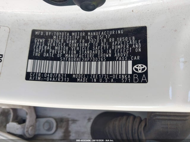 Toyota COROLLA LE 2017 5YFBURHE2HP700265 Image 9
