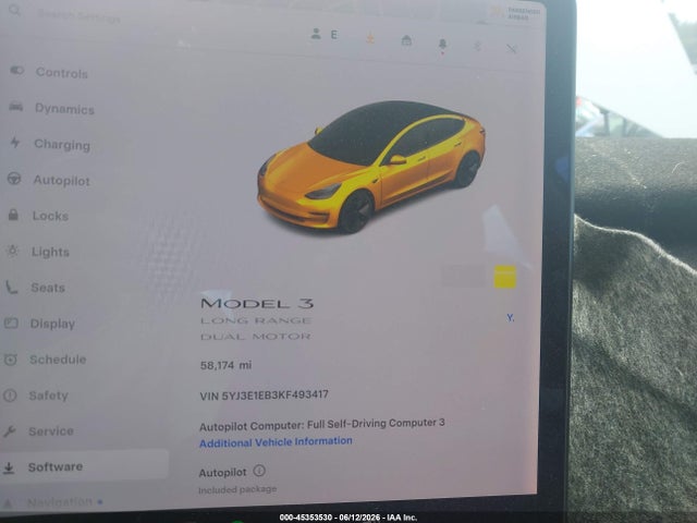 Aukcja sprzedaży 2019 Tesla Model 3 Long Range/performance, vin: 5YJ3E1EB3KF493417, numer aukcji: 45353530