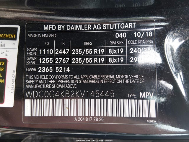 Продажа на аукционе авто 2019 Mercedes-benz Glc 300 4matic, vin: WDC0G4KB2KV145445, номер лота: 45353536