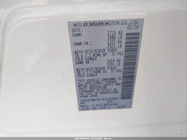 Nissan Pathfinder Sv 2016 5N1AR2MN7GC634907 Image 9