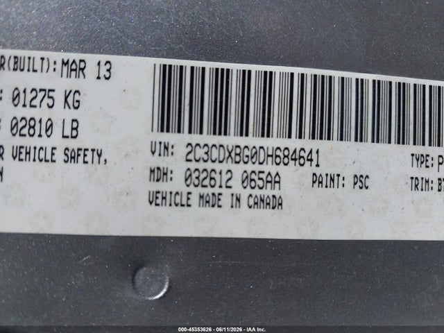 Продажа на аукционе авто 2013 Dodge Charger Se, vin: 2C3CDXBG0DH684641, номер лота: 45353626