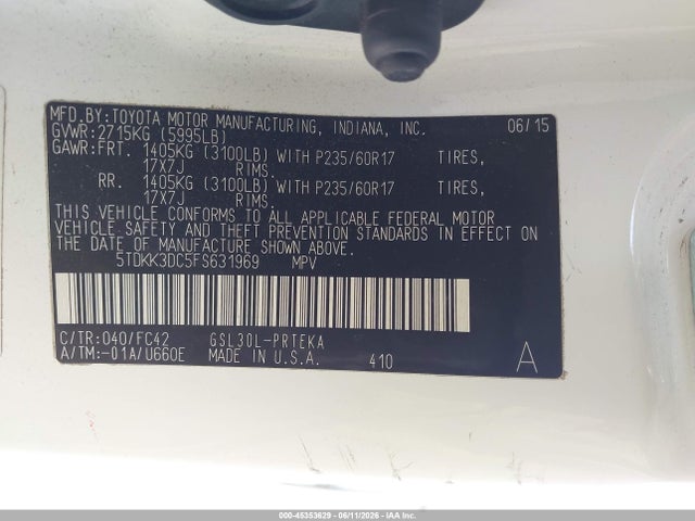 Toyota Sienna Le 8 Passenger 2015 5TDKK3DC5FS631969 Image 9