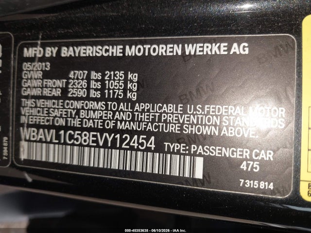 Aukcja sprzedaży 2014 Bmw X1 Xdrive28i, vin: WBAVL1C58EVY12454, numer aukcji: 45353638