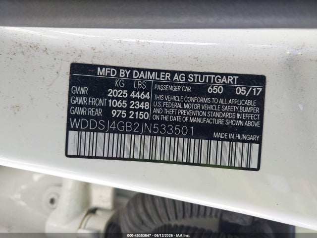 WDDSJ4GB2JN533501 Mercedes-Benz CLA 250 4MATIC