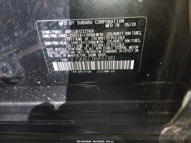 Subaru Forester Premium 2019 JF2SKAEC7KH551981 Image 9