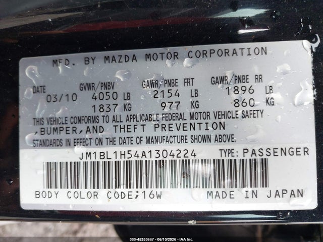 Aukcja sprzedaży 2010 Mazda Mazda3 S Sport, vin: JM1BL1H54A1304224, numer aukcji: 45353687