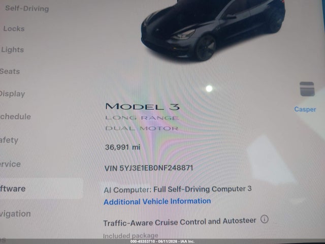 Aukcja sprzedaży 2022 Tesla Model 3 Long Range Dual Motor All-wheel Drive, vin: 5YJ3E1EB0NF248871, numer aukcji: 45353710