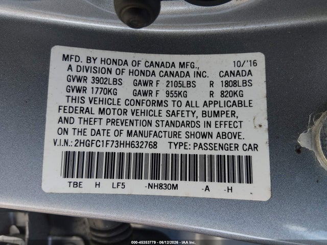 Honda Civic Ex-l 2017 2HGFC1F73HH632768 Image 9