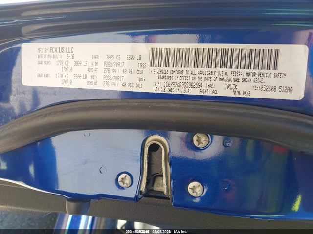 45353845 :رقم المزاد ، 1C6RR7KG2GS362594 vin ، 2016 Ram 1500 Tradesman مزاد بيع