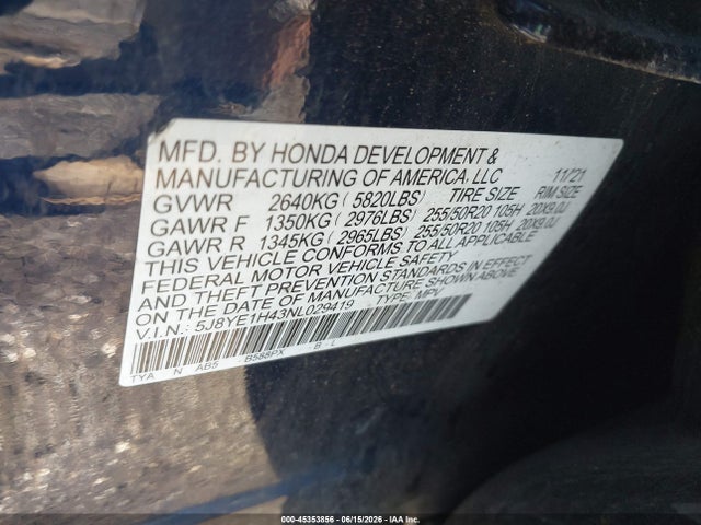 2022 Acura Mdx Technology Package მანქანა იყიდება აუქციონზე, vin: 5J8YE1H43NL029419, აუქციონის ნომერი: 45353856