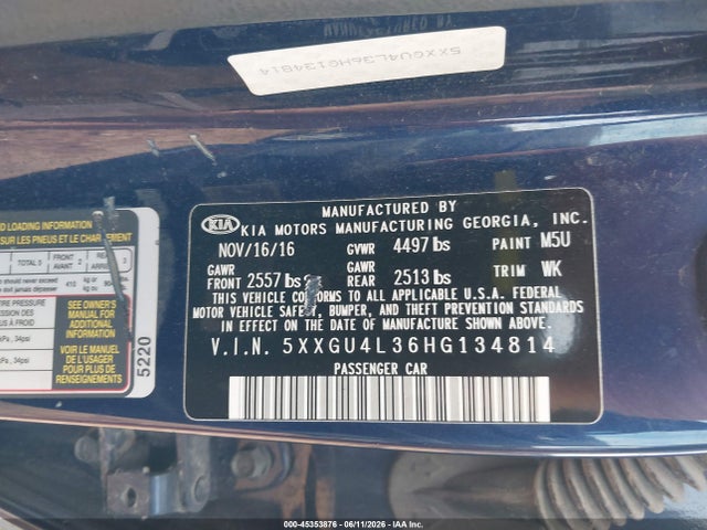 KIA OPTIMA EX 2017 5XXGU4L36HG134814 Image 9