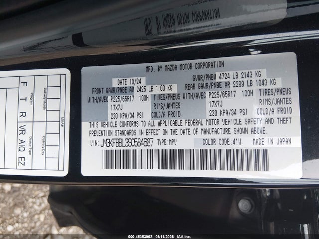 Aukcja sprzedaży 2025 Mazda Cx-5 2.5 S Select, vin: JM3KFBBL3S0584687, numer aukcji: 45353902