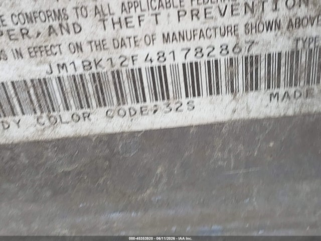 45353920 :رقم المزاد ، JM1BK12F481782867 vin ، 2008 Mazda Mazda3 I مزاد بيع