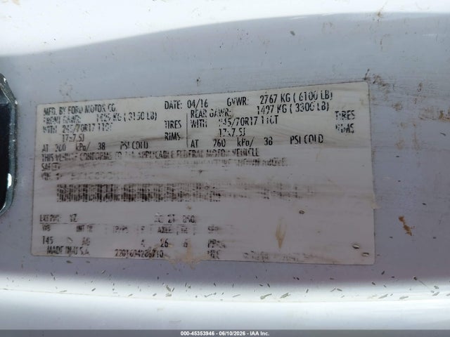 Ford F-150 Xl 2016 1FTEX1C88GKE63799 Image 9