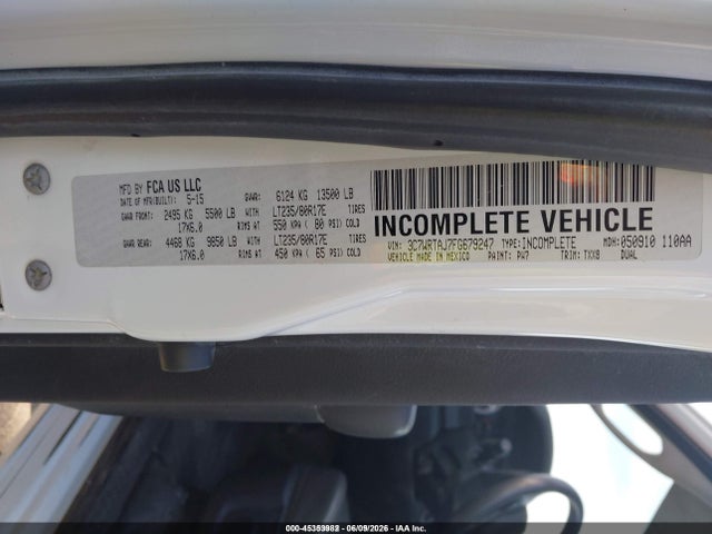 Aukcja sprzedaży 2015 Ram 3500 Chassis Tradesman/slt, vin: 3C7WRTAJ7FG679247, numer aukcji: 45353982