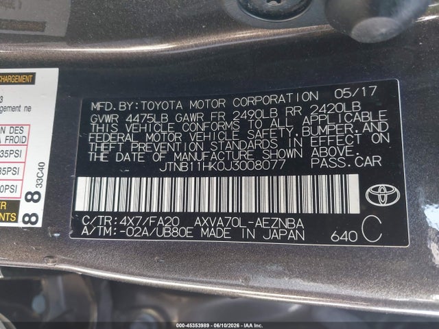 Toyota CAMRY LE 2018 JTNB11HK0J3008077 Image 9