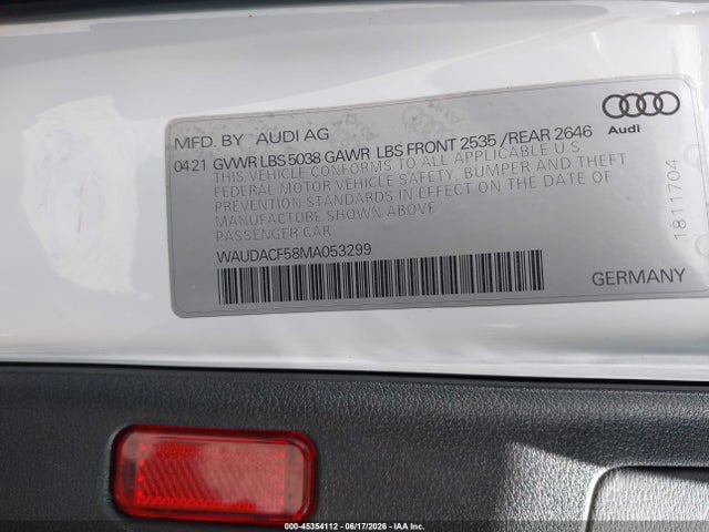 WAUDACF58MA053299 Audi A5 Sportback Premium 45 Tfsi Quattro S Tronic