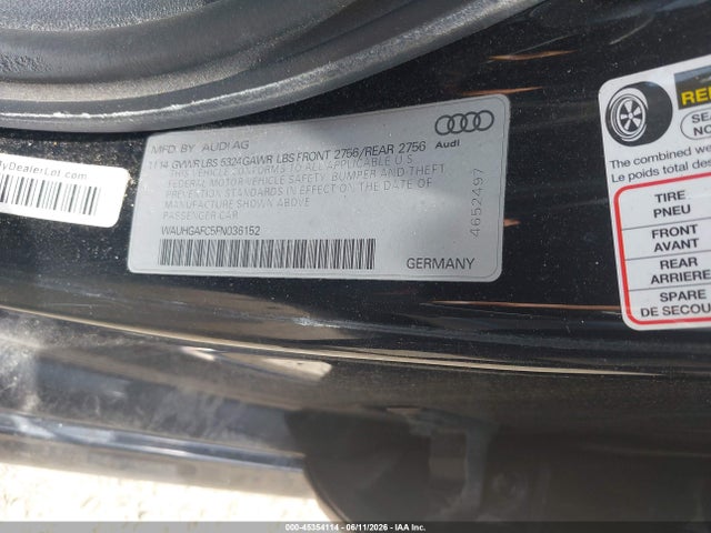 2015 Audi A6 3.0t Premium Plus მანქანა იყიდება აუქციონზე, vin: WAUHGAFC5FN036152, აუქციონის ნომერი: 45354114
