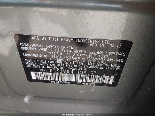 Subaru Forester 2.5i Premium 2015 JF2SJADC4FH409193 Image 9
